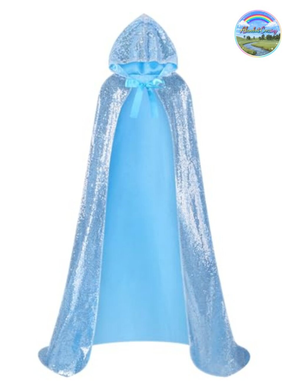 Hooded Sequin Cape Princess Cosplay Costume with Satin Interior